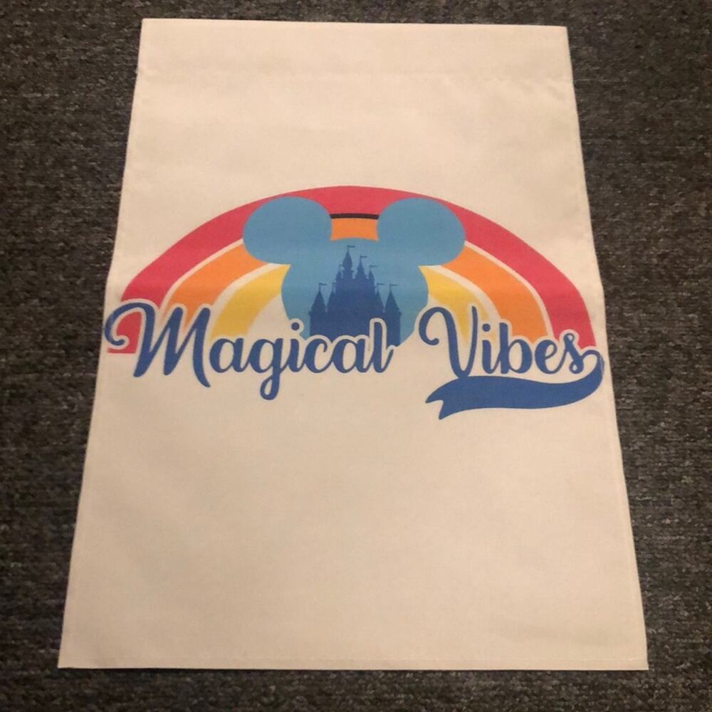 Disney Magical Vibes Gray Castle Rainbow Yard Garden Flag NEW